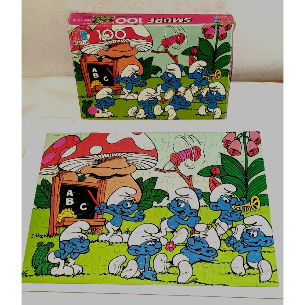 Milton Bradley Smurfs Puzzle School Puzzle 16x11" Used VERY GOOD CONDITION
